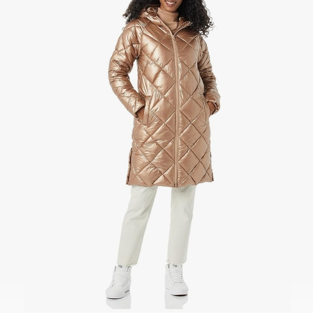 Heavyweight Diamond Quilted Knee Length Puffer Coat